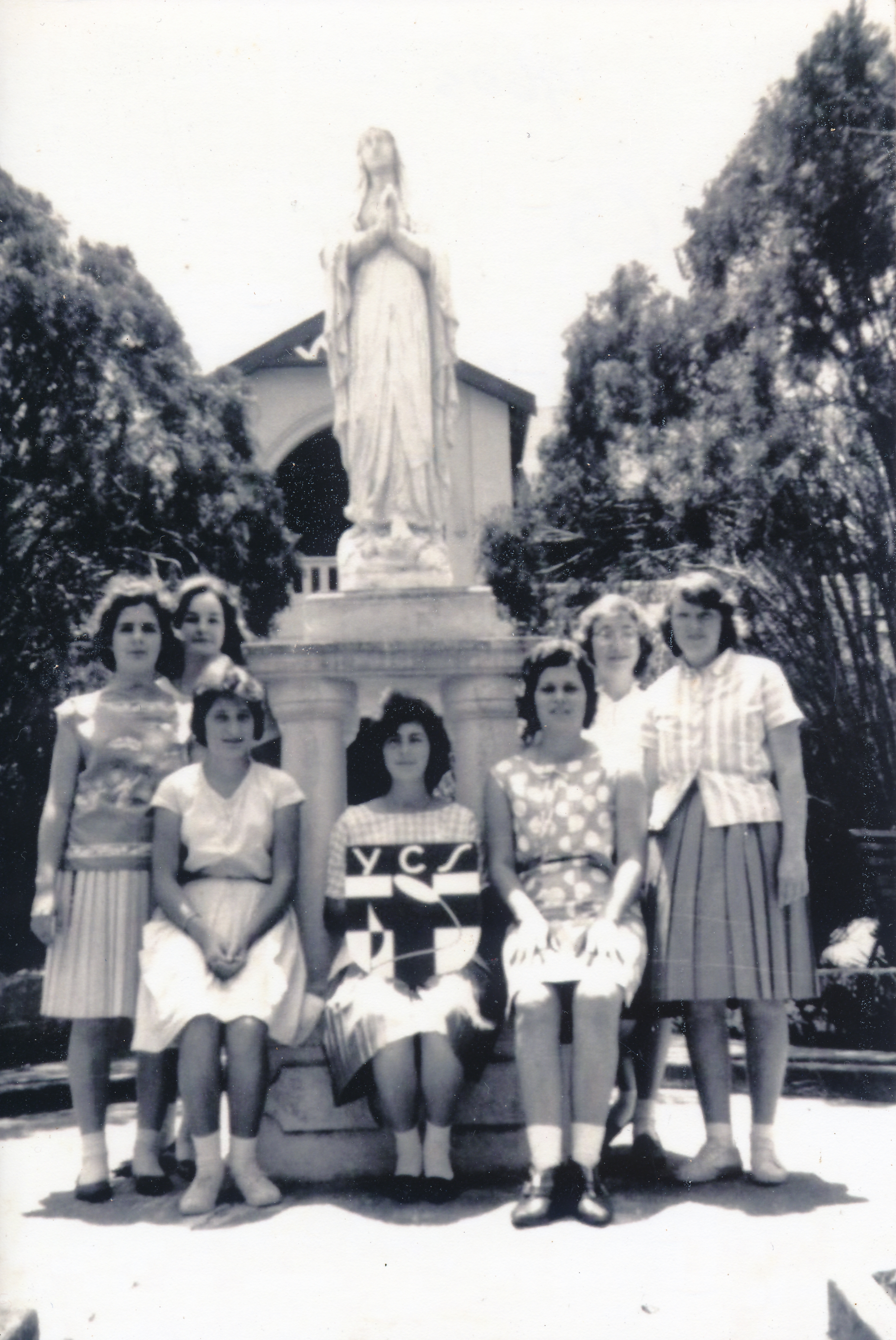 1964 YCS Girls in front of Our Lady