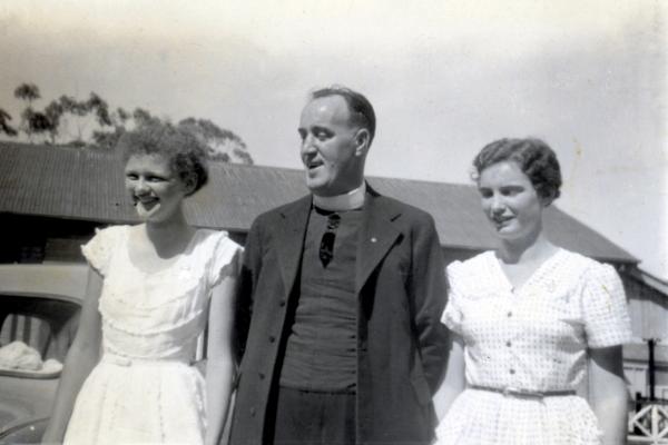 1950's Pam Murray, Fr Leddin O.S.A. and Marie Masterson