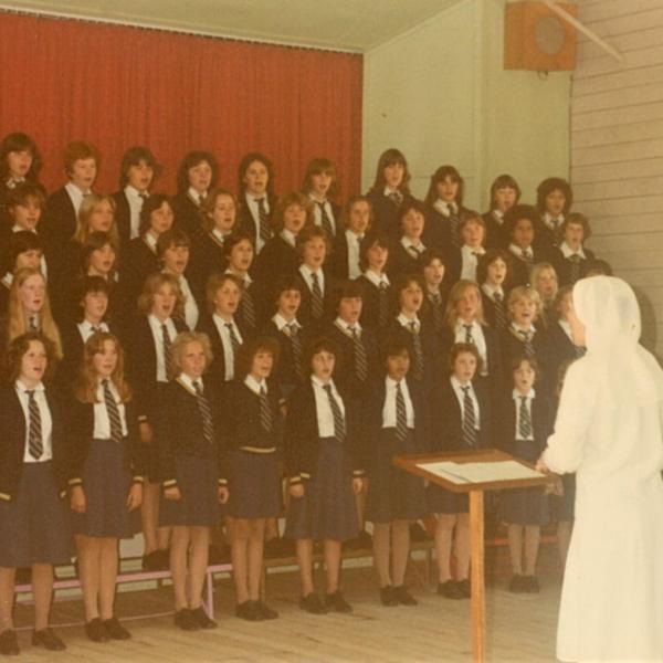1981 Choir at visit from Pro-Nuncio Luigi Barbarito